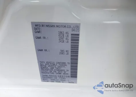 2025 Nissan Altima Sv Fwd from USA, damaged, VIN 1N4BL4DV1SN389708